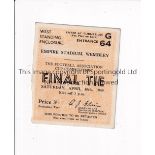 1949 FA CUP FINAL Ticket for Wolves v Leicester City tiny paper loss on entry. Generally good