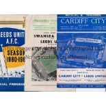 LEEDS UNITED Three programmes: home v. Everton 60/1 FA Cup and aways v. Swansea 55/6 slightly worn