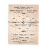 ARSENAL Single sheet programme for the Public Practice match 5/8/1950 slightly creased, team changes