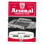 ARSENAL V EVERTON 1962 POSTPONED Programme for the scheduled match on 27/2/1962. Page 13/14 was