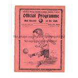 TOTTENHAM HOTSPUR Home programme v Southampton 29/9/1930 London Combination, ex-binder. Generally