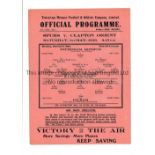 TOTTENHAM HOTSPUR Single sheet home programme v Fulham 26/4/1943. Good