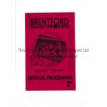 ARSENAL Away programme v. Brentford 3/9/1936, very slightly creased. Generally good