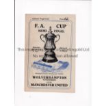 1949 FA CUP S-F / WOLVES V MANCHESTER UNITED Programme for the match on 26/3/1949 at Sheff. Weds.