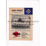 MANCHESTER UNITED Programme for the away Friendly v. Hamburg SV 31/7/1968. Good