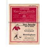 ARSENAL Away programme v Liverpool 18/12/1937, very slightly creased. Generally good
