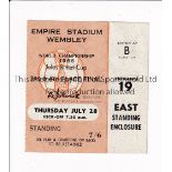 1966 WORLD CUP / TICKET USSR v Portugal 3/4 Place match 28/7/1966 standing ticket at Wembley. Good