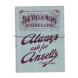 ARSENAL Away programme v Aston Villa 14/3/1931 in their first Championship season, slightly rusty