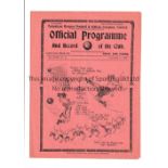 TOTTENHAM HOTSPUR Home programme v Swansea Town 25/10/1930 London Combination, slightly creased