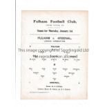 ARSENAL Single sheet away programme v Fulham for the London Combination match 1/1/1920, ex-binder.