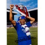 MARK HATELEY Autographed five colour 12 x 8 photos, showing Hateley holding aloft various trophies