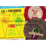 1971 EUROPEAN CUP FINAL Programme, full colour wrap Evening Standard newspaper and original rosettes