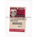 BRISTOL CITY V BOURNEMOUTH 1948 Programme for the League match at Bristol 6/11/1948, slightly