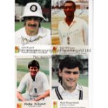 CRICKET AUTOGRAPHS Twenty seven colour postcard size cards most issued by Cornhill 17 x signed