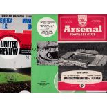MANCHESTER UNITED Four programmes: home v. Italian Olympic XI 15/8/1967 and 3 aways v. Fulham 57/8