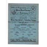 WEST HAM UNITED V TOTTENHAM HOTSPUR Programme for the Football League South Cup tie at West Ham 10/