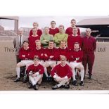 JOHN GILES Autographed 12 x 8 photo showing Man United's 1963 FA Cup Final squad posing for