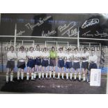 TOTTENHAM Autographed colour 16 x 12 photo showing players posing shoulder to shoulder in the