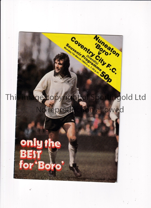 GEORGE BEST Programme Nuneaton Borough v Coventry City Friendly 7/3/1983 in which George Best played
