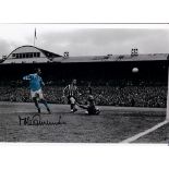 MAN CITY Three B/W autographed 12 x 8 photos of memorable goals, Neil Young scoring the winner in