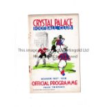 CRYSTAL PALACE Home programme v Mansfield Town 2/4/1938. Rust at staples. No writing. Fair to