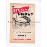 MANCHESTER UNITED Programme for the away ECWC tie v. Willem II 25/9/1963 with match details on the