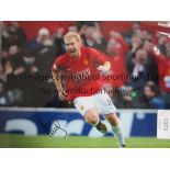 MAN UNITED Ten, 6 colour and 4 B/W autographed 16 x 12 photos of former players Scholes, Aston,