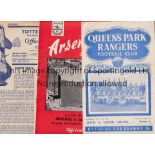 LEEDS UNITED Three away programmes in 1949/50 season v Tottenham and QPR writing on the cover and