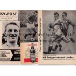 ARSENAL Three programmes for away Friendlies in Germany v Hamburg SV 63/4 official and Oppermann