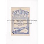 EVERTON Home programme Reserves v Manchester United Reserves 5/11/1949. 4 Page. Small split at lower