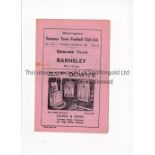 1946/7 SWANSEA v BARNSLEY Programme for the League match at Swansea 5/10/1946 with slight marks,