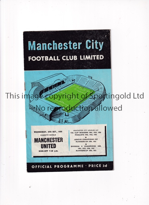 1956 CHARITY SHIELD AT MANCHESTER CITY Home programme v Manchester United 24/10/1956. Good