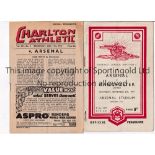 ARSENAL Two programmes in their 1947/8 Championship season, home v Man. Utd. And away v Charlton,