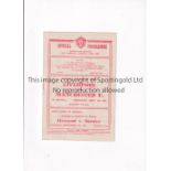 LIVERPOOL V MANCHESTER UNITED 1947 Programme for the match at Liverpool 3/9/1947, slightly