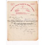 GEORGE MORRELL / WOOLWICH ARSENAL SIGNED LETTER A Woolwich Arsenal official letter dated 2/10/