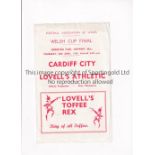 1959 WELSH CUP FINAL Cardiff City v Lovell's Athletic 30/4/1959 played at Newport County FC., very