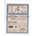 WATFORD V NETHERFIELD 1949 FA CUP Programme for the tie at Watford 10/12/1949, slightly creased