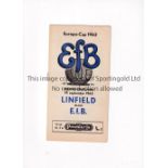 LINFIELD Programme for the away European Cup tie v. Esbjerg 19/9/1962. Very good