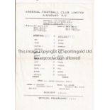 ARSENAL Single sheet home programme for the Youth Cup tie v Luton Town 15/12/1976, horizontal crease