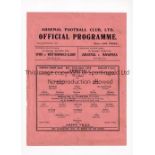 ARSENAL Single sheet home programme for the FL South match v Aston Villa 22/9/1945, slightly