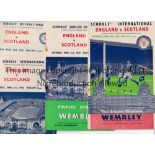 ENGLAND SCHOOLS FOOTBALL PROGRAMMES Ten programmes: Scotland 1952 Duncan Edwards captain, 1954, 1956