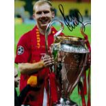 PAUL SCHOLES Autographed 12 x 10 colour photo showing Scholes posing with the Champions League