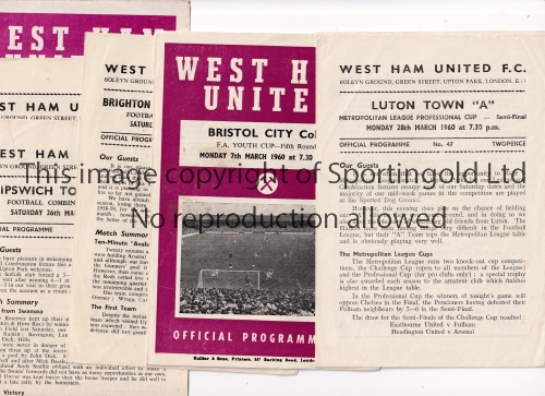 WEST HAM UNITED Nine home programmes in 1959/60 season Reserves v Arsenal, Luton, Swansea,