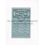 1924/5 SHREWSBURY TOWN v ST GEORGES Programme for a Shropshire Charity Cup game at Shrewsbury 9/5/