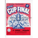 1959 SCOTTISH CUP FINAL Programme for St. Mirren v Aberdeen 25/4/1959, very slight horizontal