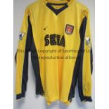 LAUREN ARSENAL PLAYER ISSUE SHIRT A Nike yellow with blue long sleeves away shirt 1999 - 2001 with