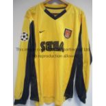 RAY PARLOUR ARSENAL PLAYER ISSUE SHIRT A Nike yellow with blue long sleeves away shirt 1999 - 2001