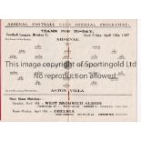 ARSENAL Programme for the home League match v Aston Villa 15/4/1927, very slightly creased.