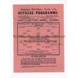 ARSENAL V TOTTENHAM HOTSPUR Single sheet programme for the Football League South match 13/2/1943