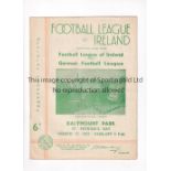 LEAGUE OF IRELAND V GERMAN LEAGUE Programme for the match in Dublin 17/3/1951 slightly folded in